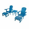 Bold Fontier Earth Collection Adirondack Chair w/Phone & Cup Holder-2 Chairs, 2 Ottoman & End Table Set, Sky Blue BO3280156